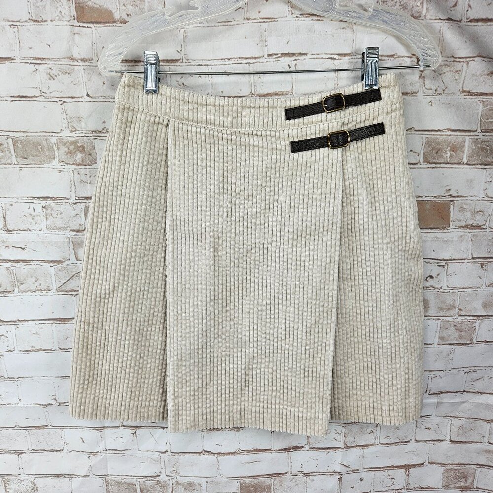 Boden Cream A-Line Skirt with Buckle Detail